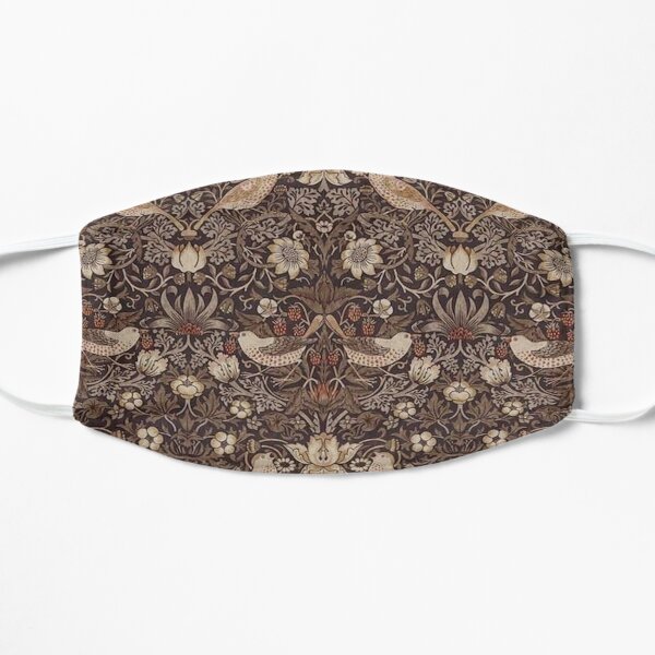 William Morris Strawberry Thief Brown Grape Gold Floral Botanical Flat Mask