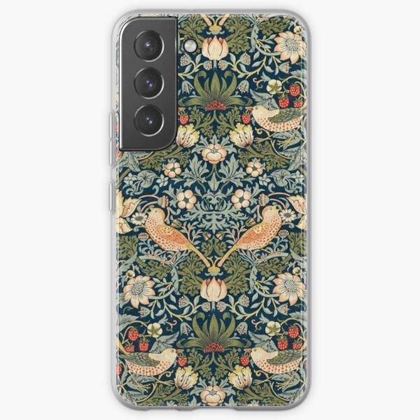 William Morris Strawberry Thief Green Indigo Thyme Floral Botanical Samsung Galaxy Soft Case