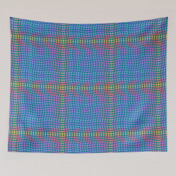 Item preview, Wavy Plaid Rainbow on Dark Teal Repeat 5748 designed and sold by Art in My Loft.