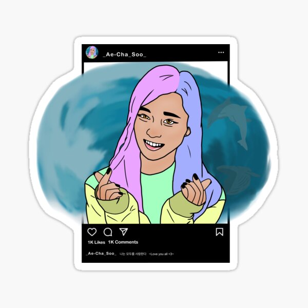 Vista previa del artículo con la obra «Corazones de dedo de chica coreana de Instagram», diseñado y vendido por BruceDCrocodile.