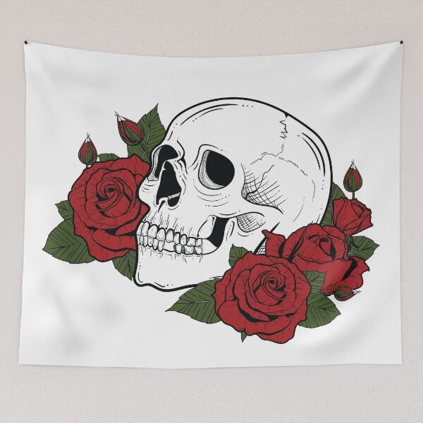 Item preview, Skull and Red Roses designed and sold by Grimble Scribbs.