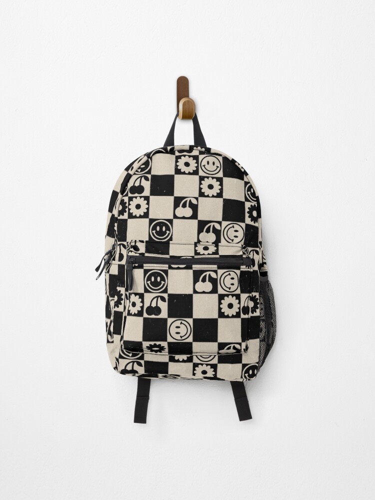 Black beige backpack store and wallet