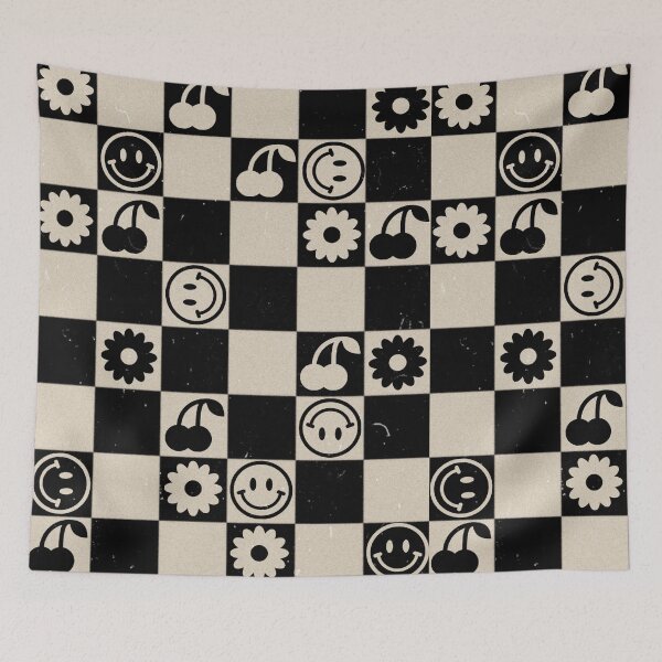 Item preview, HAPPY CHECKERS - black and beige designed and sold by Julia Santos.