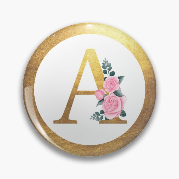 Item preview, Letter A Monogram Elegant Feminine Pink Floral & Gold Round Circle designed and sold by CyanSkyDesign.