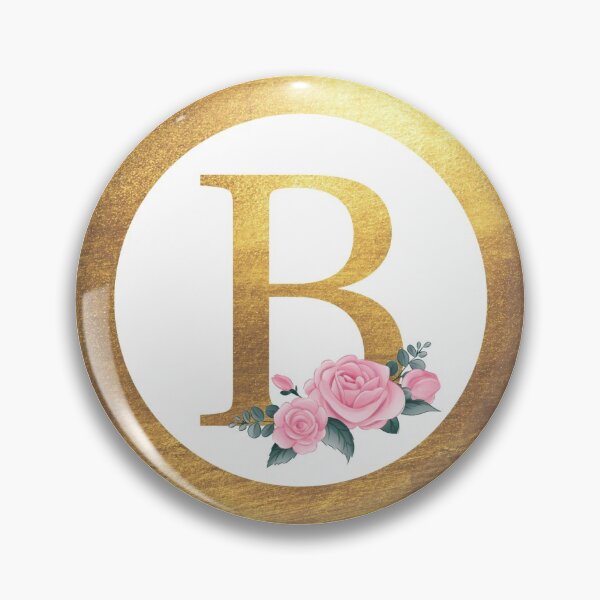 Item preview, Letter B Monogram Elegant Feminine Pink Floral & Gold Round Circle designed and sold by CyanSkyDesign.