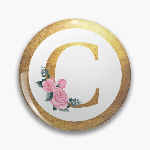 Item preview, Letter C Monogram Elegant Feminine Pink Floral & Gold Round Circle designed and sold by CyanSkyDesign.