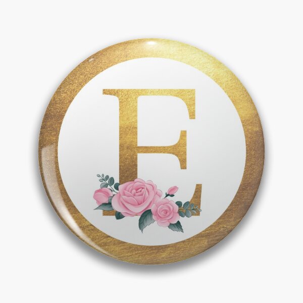 Item preview, Letter E Monogram Elegant Feminine Pink Floral & Gold Round Circle designed and sold by CyanSkyDesign.