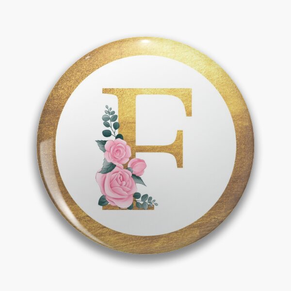 Item preview, Letter F Monogram Elegant Feminine Pink Floral & Gold Round Circle designed and sold by CyanSkyDesign.