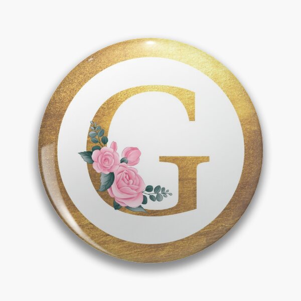 Item preview, Letter G Monogram Elegant Feminine Pink Floral & Gold Round Circle designed and sold by CyanSkyDesign.