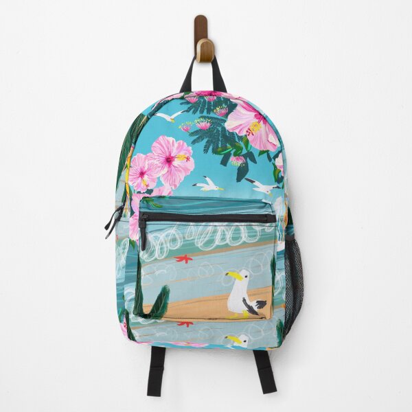 Item preview, Tropical beach, wind surf, seagulls and pink hibiscus flowers designed and sold by orangerinka.