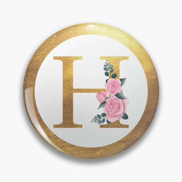 Item preview, Letter H Monogram Elegant Feminine Pink Floral & Gold Round Circle designed and sold by CyanSkyDesign.