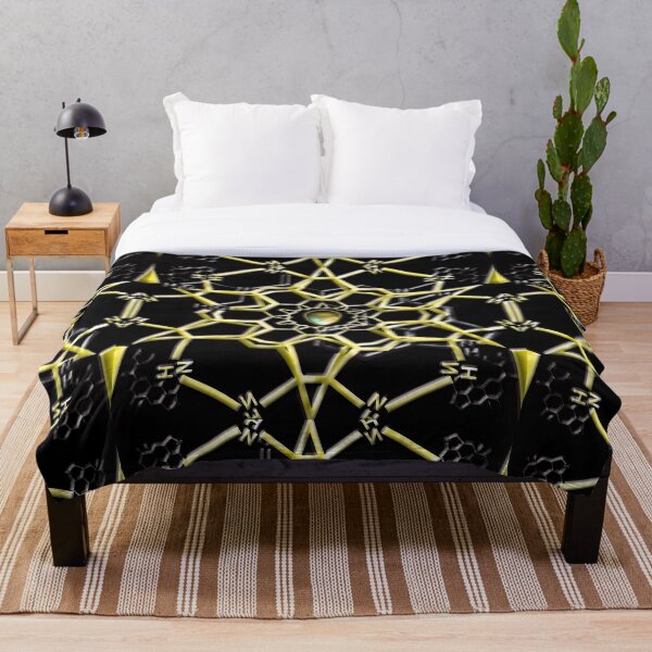 Item preview, Alien LSD Hexagon Invasion in Gold on Black designed and sold by PsyStudioShop.