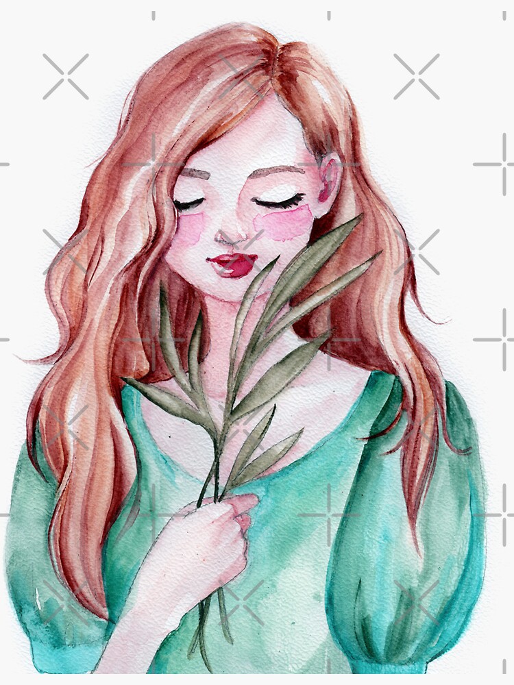 "plant girl for botanical art lovers" Sticker for Sale by rudakropka