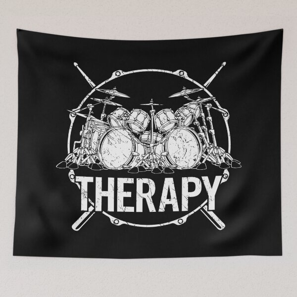 Item preview, Drummers Therapy Drum Set with Crossed Drum Sticks Cartoon Illustration designed and sold by hobrath.