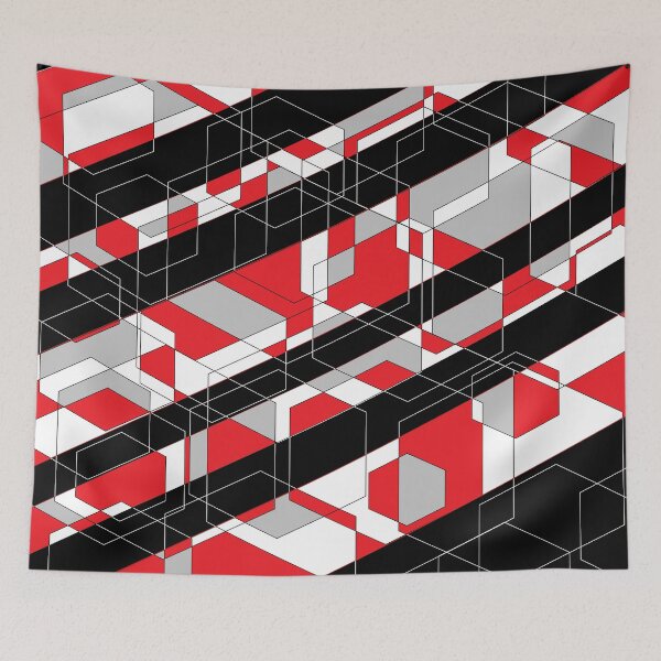 Aperçu de l'œuvre Gris Noir Rouge Blanc Conception Géométrique créée et vendue par CreativeStreams.