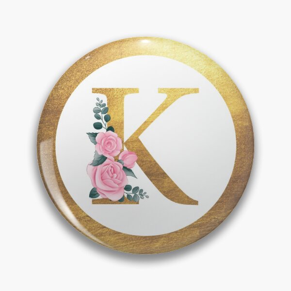 Item preview, Letter K Monogram Elegant Feminine Pink Floral & Gold Round Circle designed and sold by CyanSkyDesign.