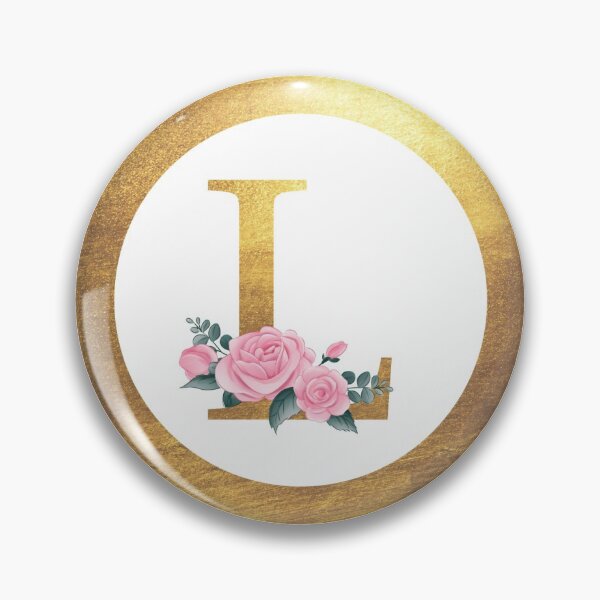 Item preview, Letter L Monogram Elegant Feminine Pink Floral & Gold Round Circle designed and sold by CyanSkyDesign.