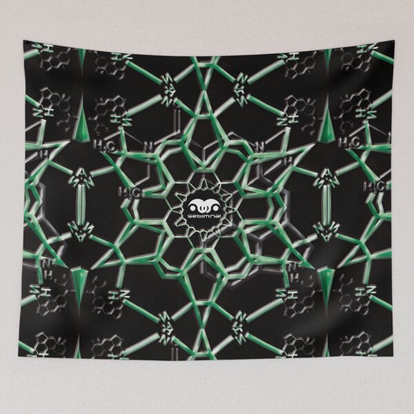 Aperçu de l'œuvre Invasion d'hexagone de LSD sébliminal en vert sur noir créée et vendue par PsyStudioShop.