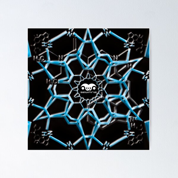 Item preview, Sebliminal LSD Hexagon Invasion in Blue on Black designed and sold by PsyStudioShop.