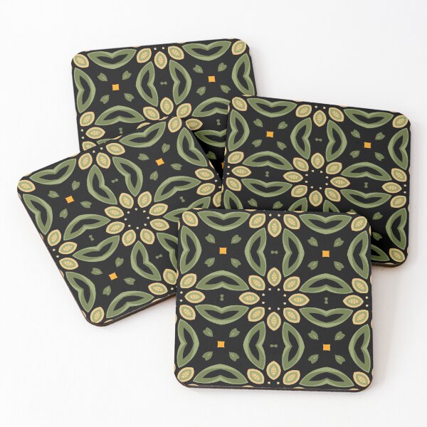 Item preview, Detailed Intricate Orange, Black and Green Geometric Repeating Pattern designed and sold by cozycaroline.