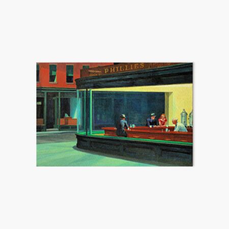 Nighthawks, famous painting by Edward Hopper Art Board Print
