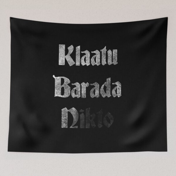 Item preview, Klaatu Barada Necktie (white) designed and sold by Luke Tomlinson Artwork.
