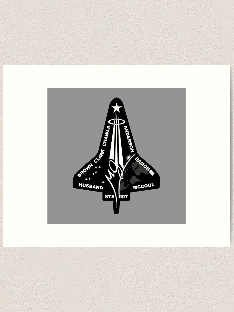 STS-107 Space Shuttle Columbia Mission Logo - black and white