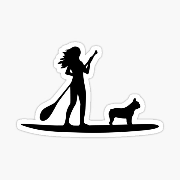 Vista previa del artículo con la obra «Tabla de surf de remo de verano para mujer, regalo de bulldog francés», diseñado y vendido por Guarddogdrive.