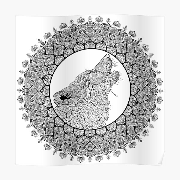 Download Drawn Wolf Posters Redbubble