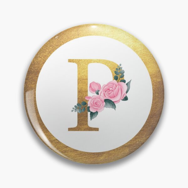 Item preview, Letter P Monogram Elegant Feminine Pink Floral & Gold Round Circle designed and sold by CyanSkyDesign.