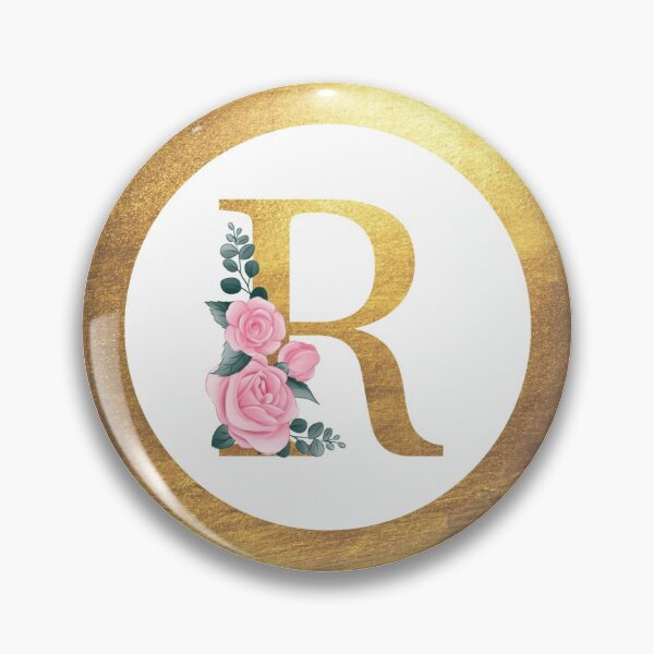 Item preview, Letter R Monogram Elegant Feminine Pink Floral & Gold Round Circle designed and sold by CyanSkyDesign.