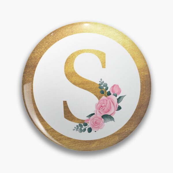 Item preview, Letter S Monogram Elegant Feminine Pink Floral & Gold Round Circle designed and sold by CyanSkyDesign.