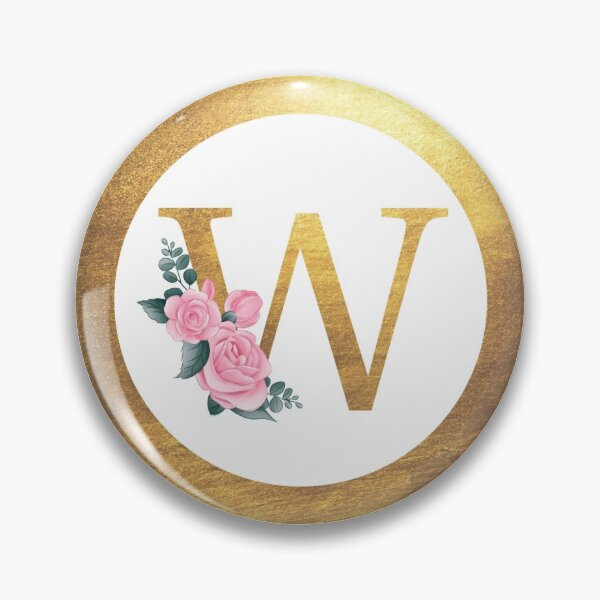 Item preview, Letter W Monogram Elegant Feminine Pink Floral & Gold Round Circle designed and sold by CyanSkyDesign.