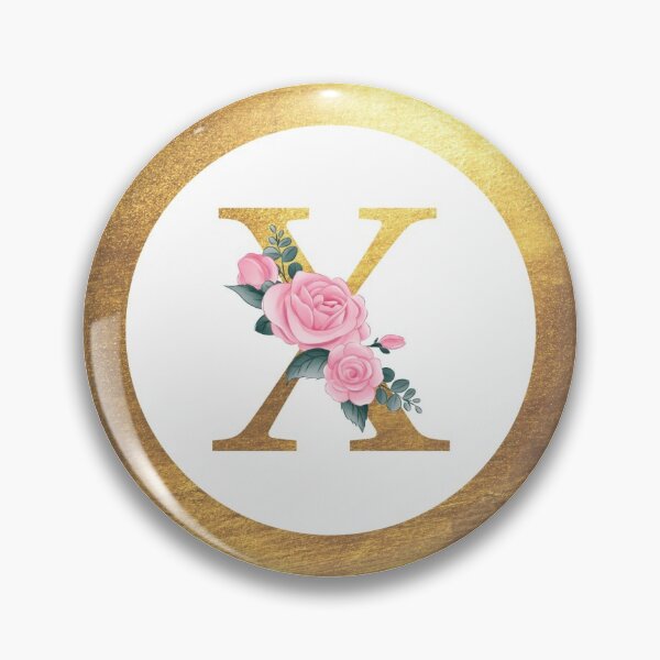 Item preview, Letter X Monogram Elegant Feminine Pink Floral & Gold Round Circle designed and sold by CyanSkyDesign.