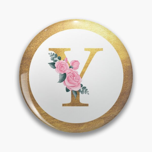 Item preview, Letter Y Monogram Elegant Feminine Pink Floral & Gold Round Circle designed and sold by CyanSkyDesign.
