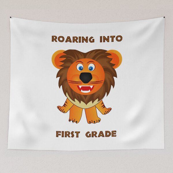 Item preview, Roaring Into First Grade (Cartoon Lion) designed and sold by TimespunThreads.