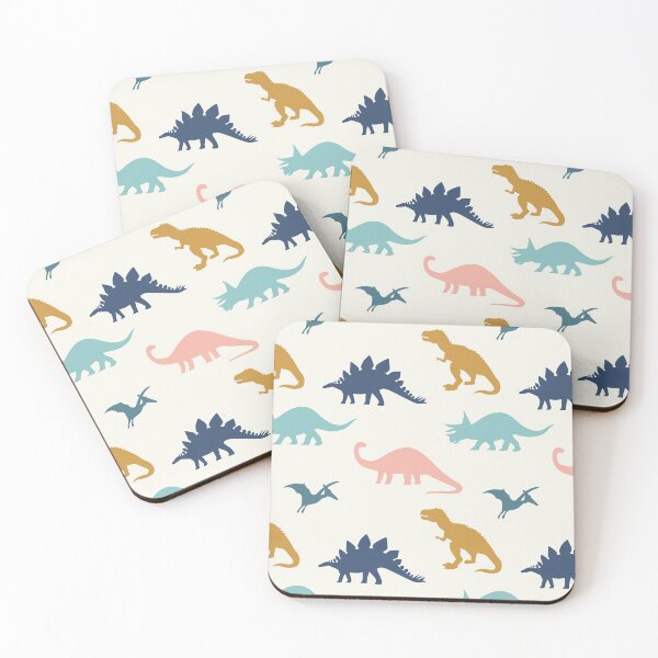 Item preview, Dinosaur Silhouettes in Blue + Gold designed and sold by latheandquill.