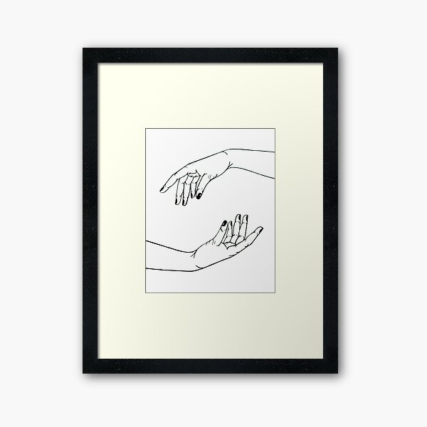 Item preview, Mirror Image Touching Hands Linework Design designed and sold by crimsonxclovers.