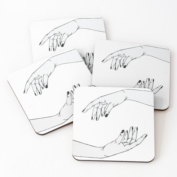 Item preview, Mirror Image Touching Hands Linework Design designed and sold by crimsonxclovers.