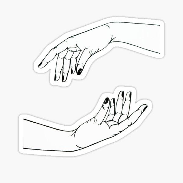 Item preview, Mirror Image Touching Hands Linework Design designed and sold by crimsonxclovers.