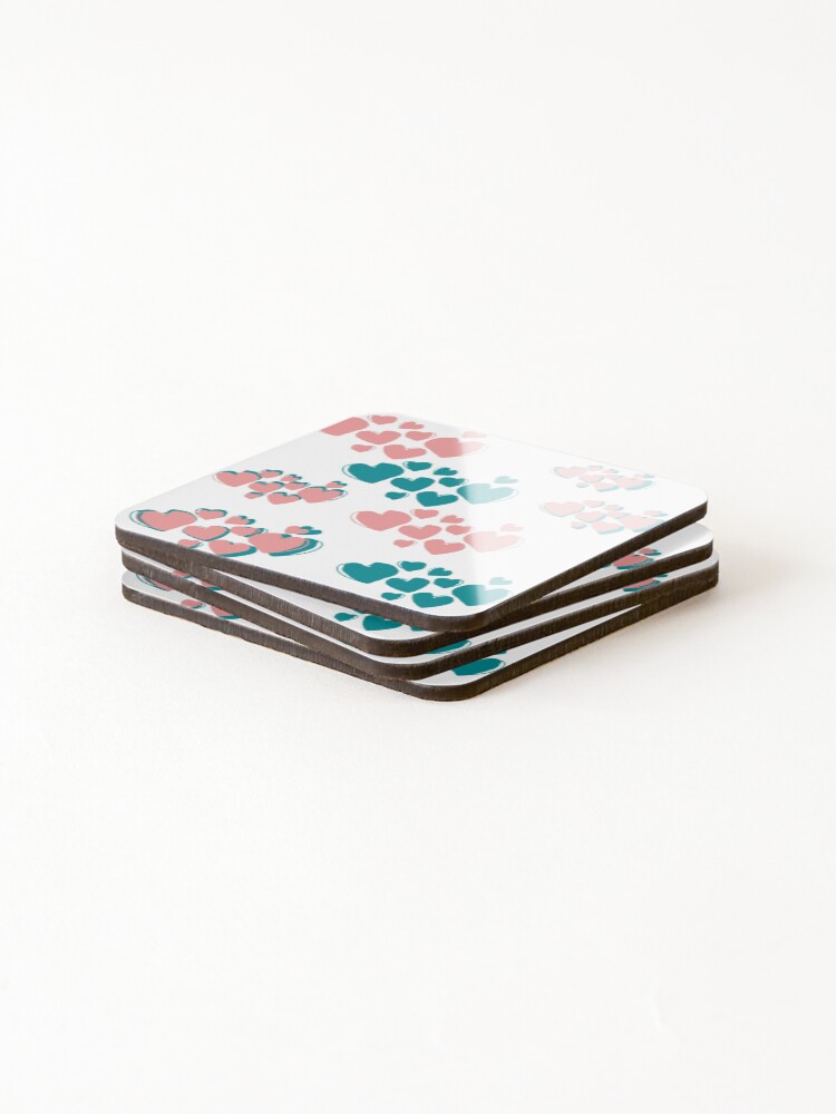 Thumbnail 4 of 5, Coasters (Set of 4), Cute Heart Pattern designed and sold by GraphicsClub.