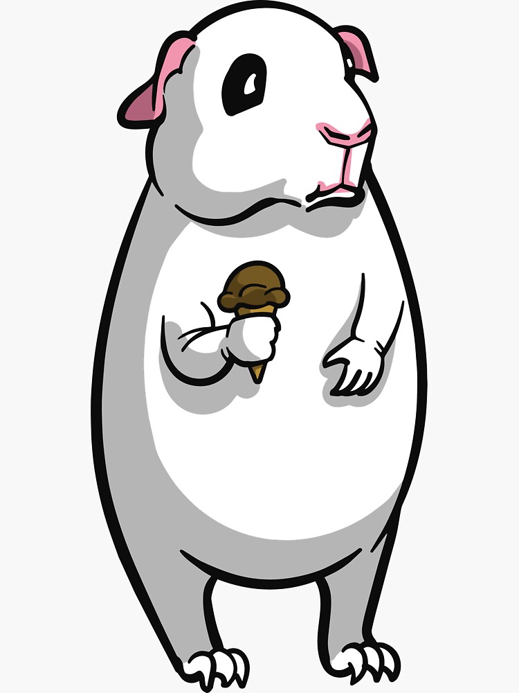 "Guinea Pig with Chocolate Ice Cream Cone" Sticker for Sale by