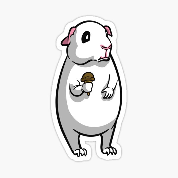 "Guinea Pig with Chocolate Ice Cream Cone" Sticker for Sale by