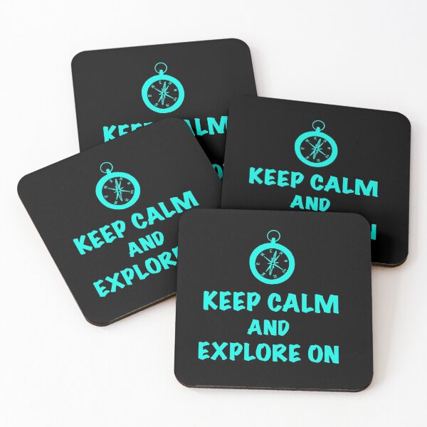 Item preview, Keep Calm and Explore On - Aqua Blue & Black designed and sold by EcoElsa.
