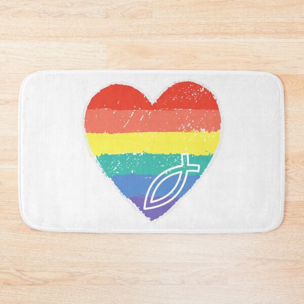 Item preview, LGBTQ Rainbow Heart with Christian Fish Icthus designed and sold by LoveFromMI.