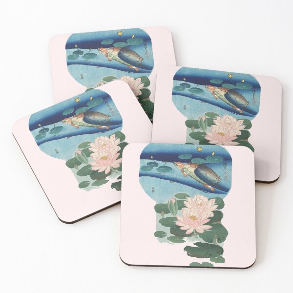 Item preview, WATER TURTLE AND WATERLILIES IN PALE PINK BLUE designed and sold by BulganLumini.