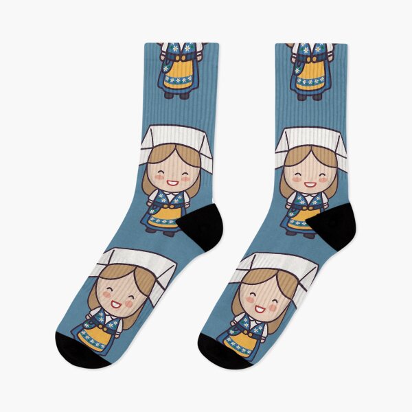 Artikelvorschau, Cute Swedish Village Girl in Traditional Clothing Cartoon entworfen und verkauft von SLAG-Creative.
