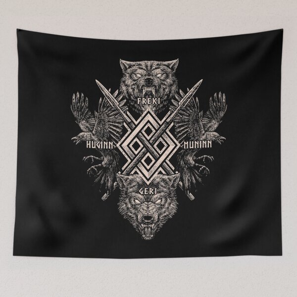 Item preview, Viking Wolf Raven of Odin Geri Freki Huginn Muninn Gungnir Norse Mythology   designed and sold by BluePagan.