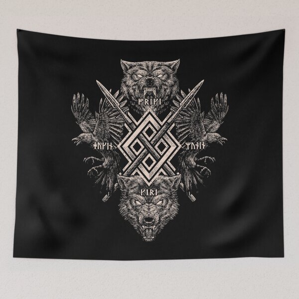 Item preview, Norse Viking Wolf Raven of Odin Geri Freki Huginn Muninn Gungnir Mythology   designed and sold by BluePagan.