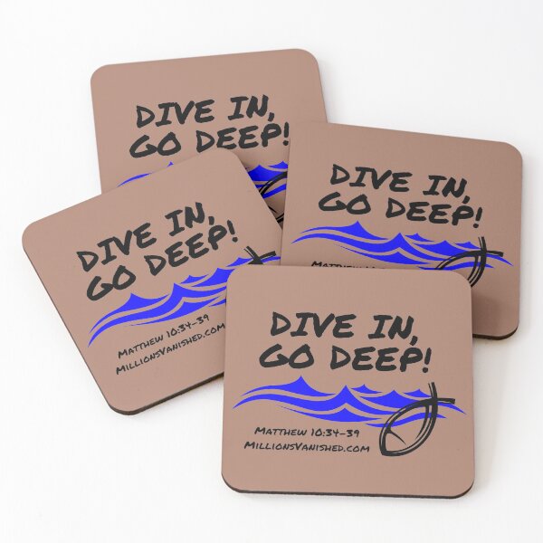 Dive In Go Deep! - Christian Coasters (Set of 4)